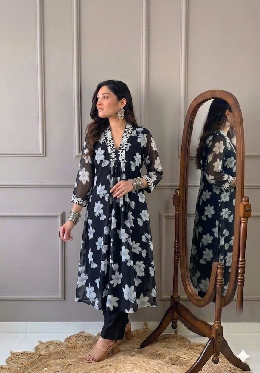 Black and white digital print co-ord