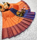 orange and lilac saree