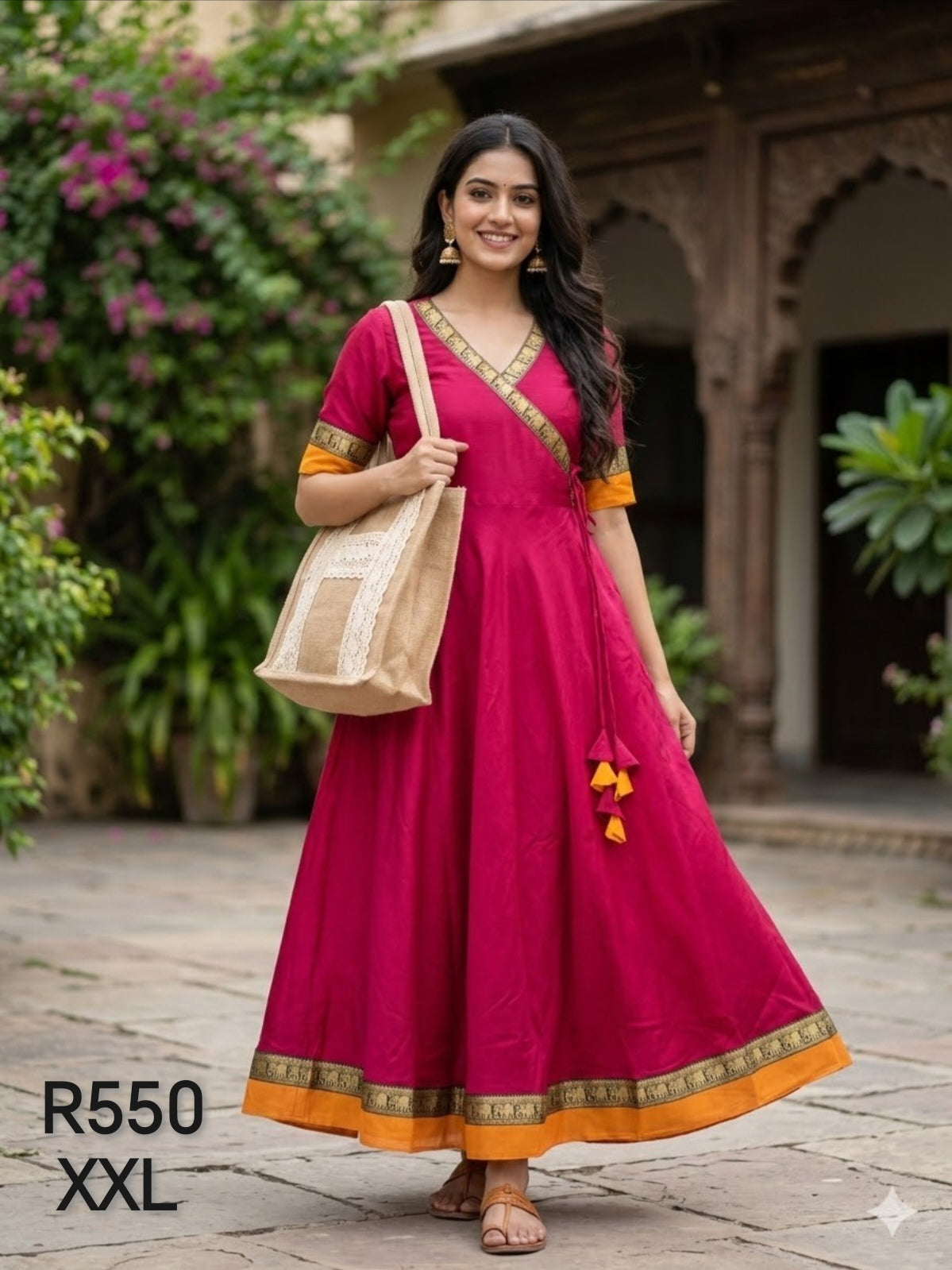 Ceries and orange Anarkali