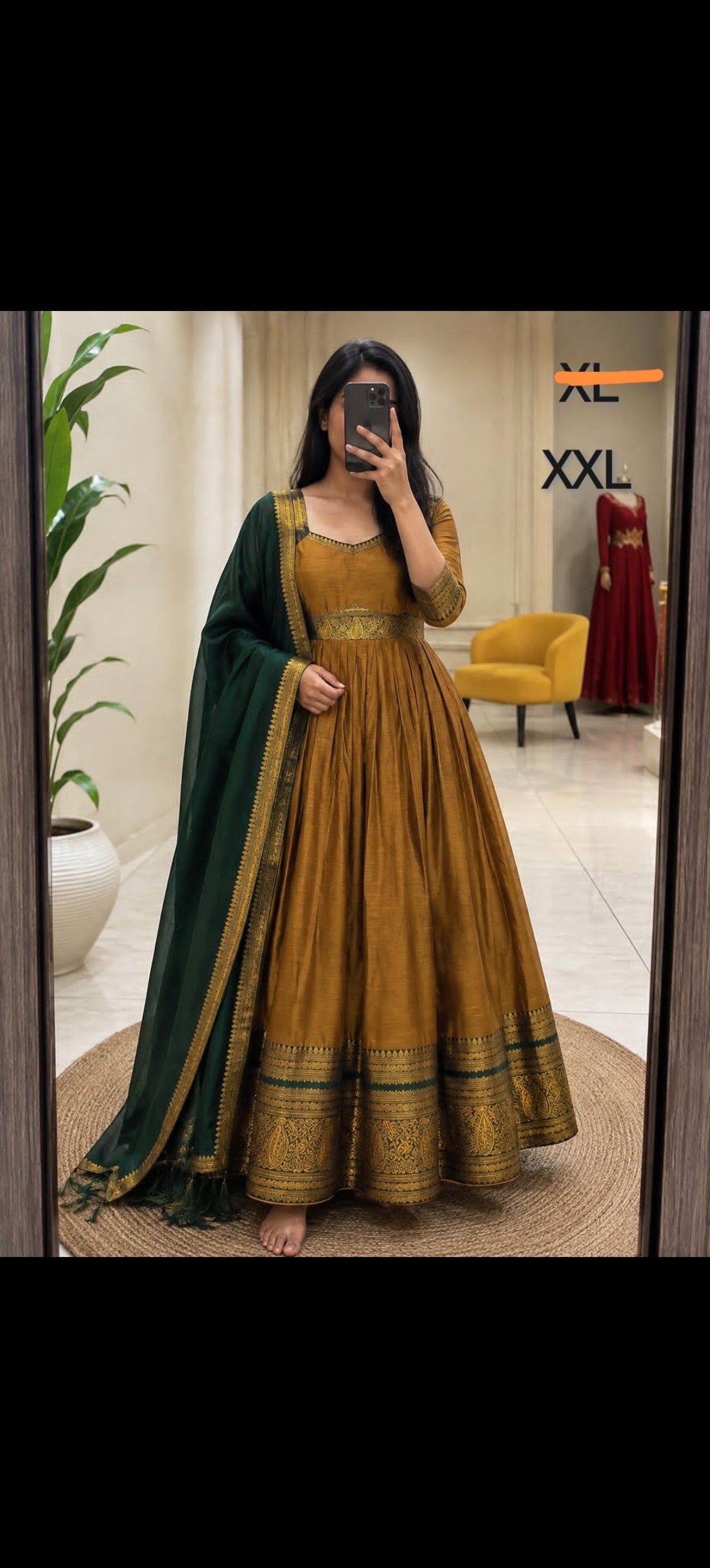 Mustard south Indian inspired anarkali