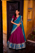 Purple and turquoise south Indian lehenga