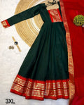 Bottle green and red anarkali