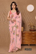 peach floral one min sari