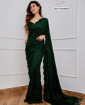 Bottle green fully sequins saree