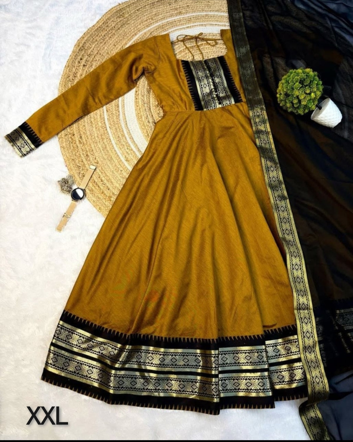 Mustard and black Anarkali