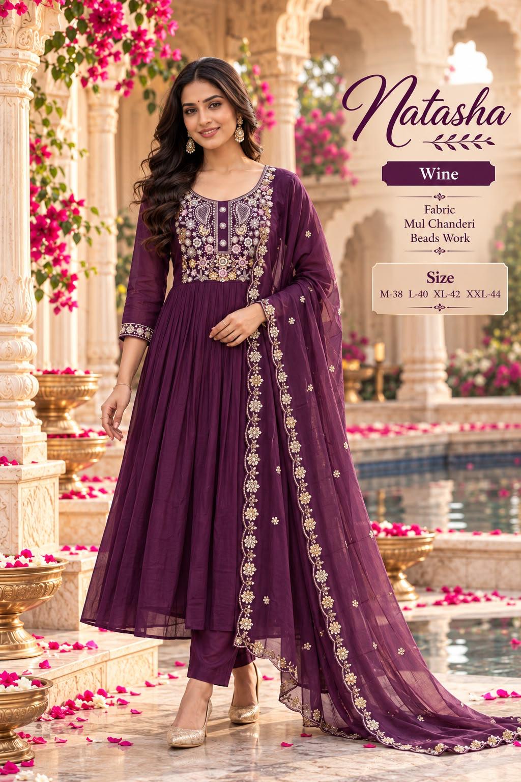 wine 3pc salwar