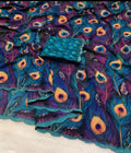 purple and blue peacock inspired saree