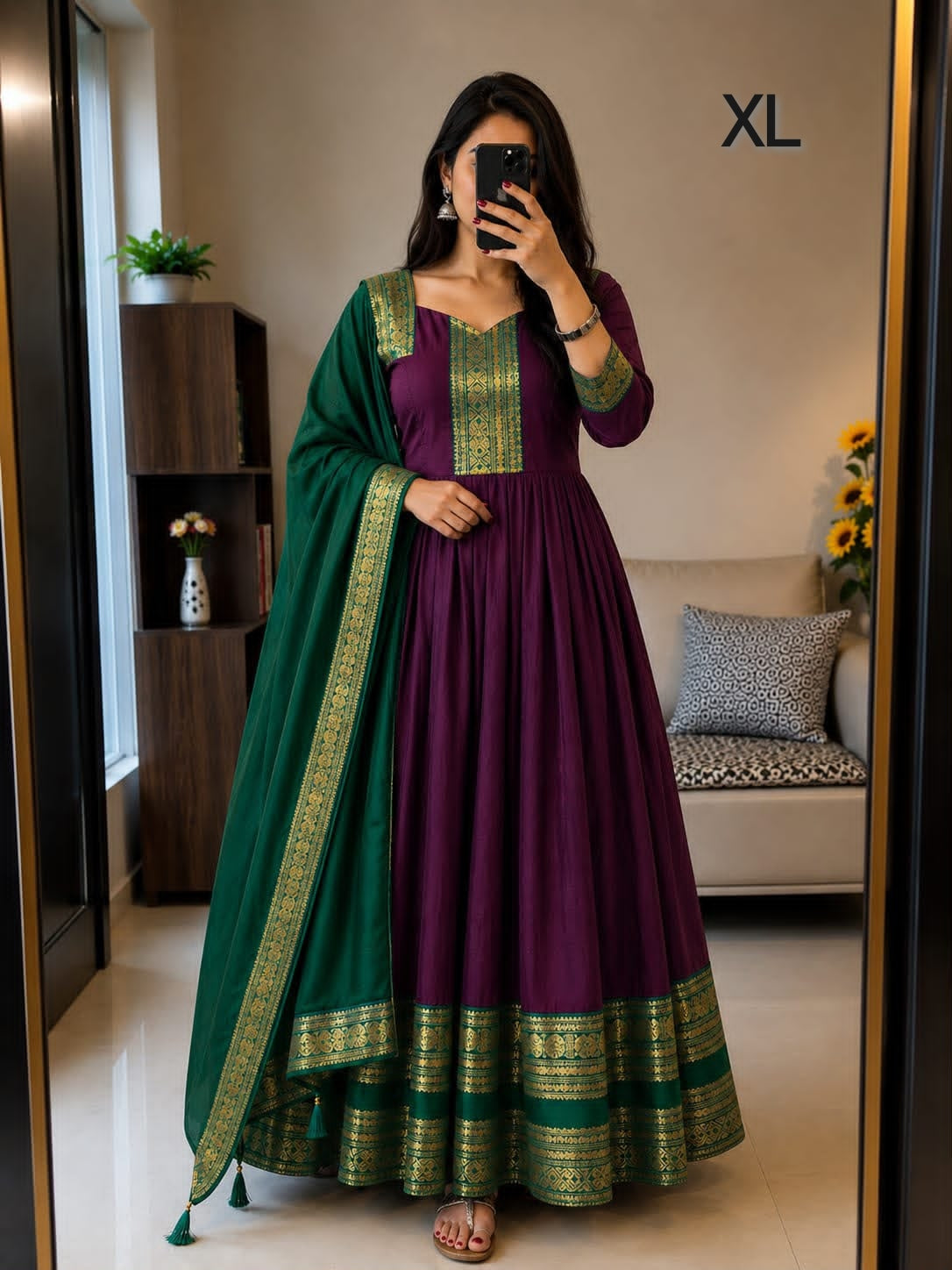 Plum south Indian inspired anarkali