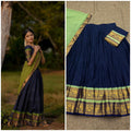 Navy and pastel green lehenga