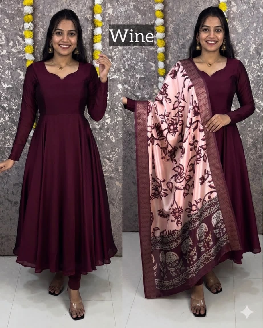 Wine plus size Anarkali