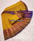 mustard and purple saree