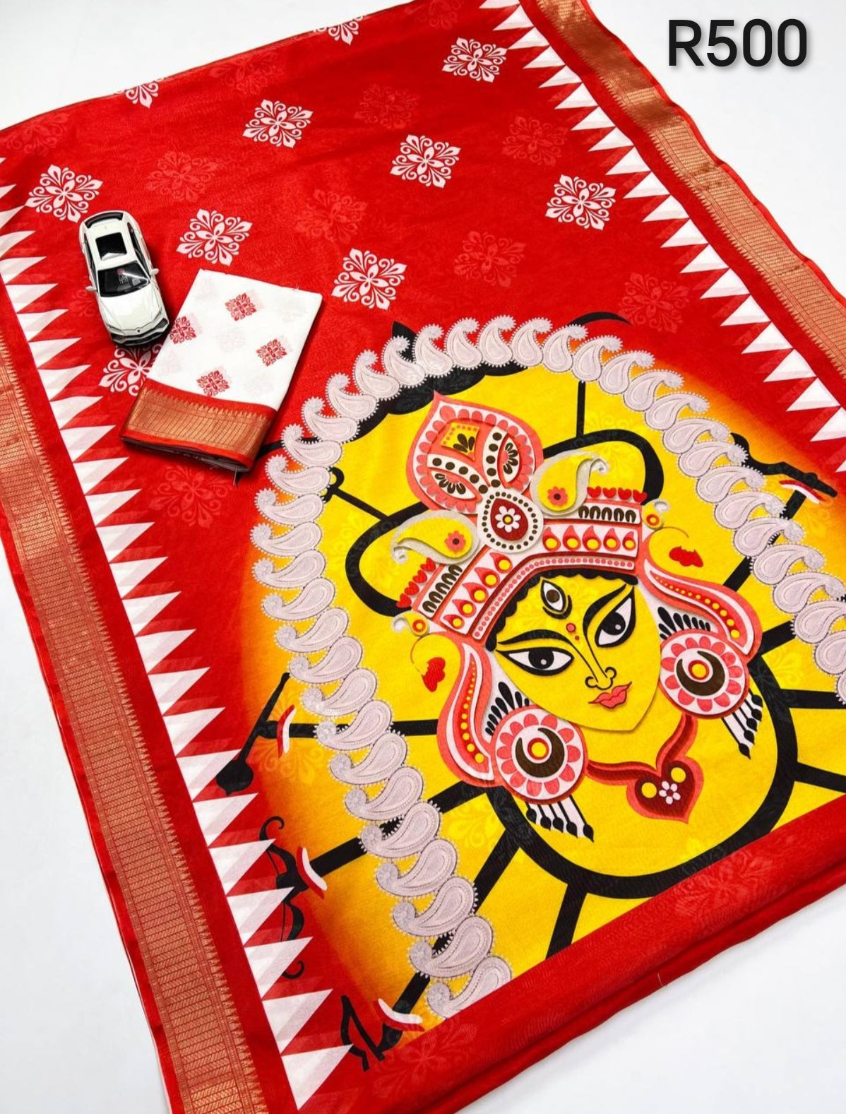 Red white and yellow amman sari