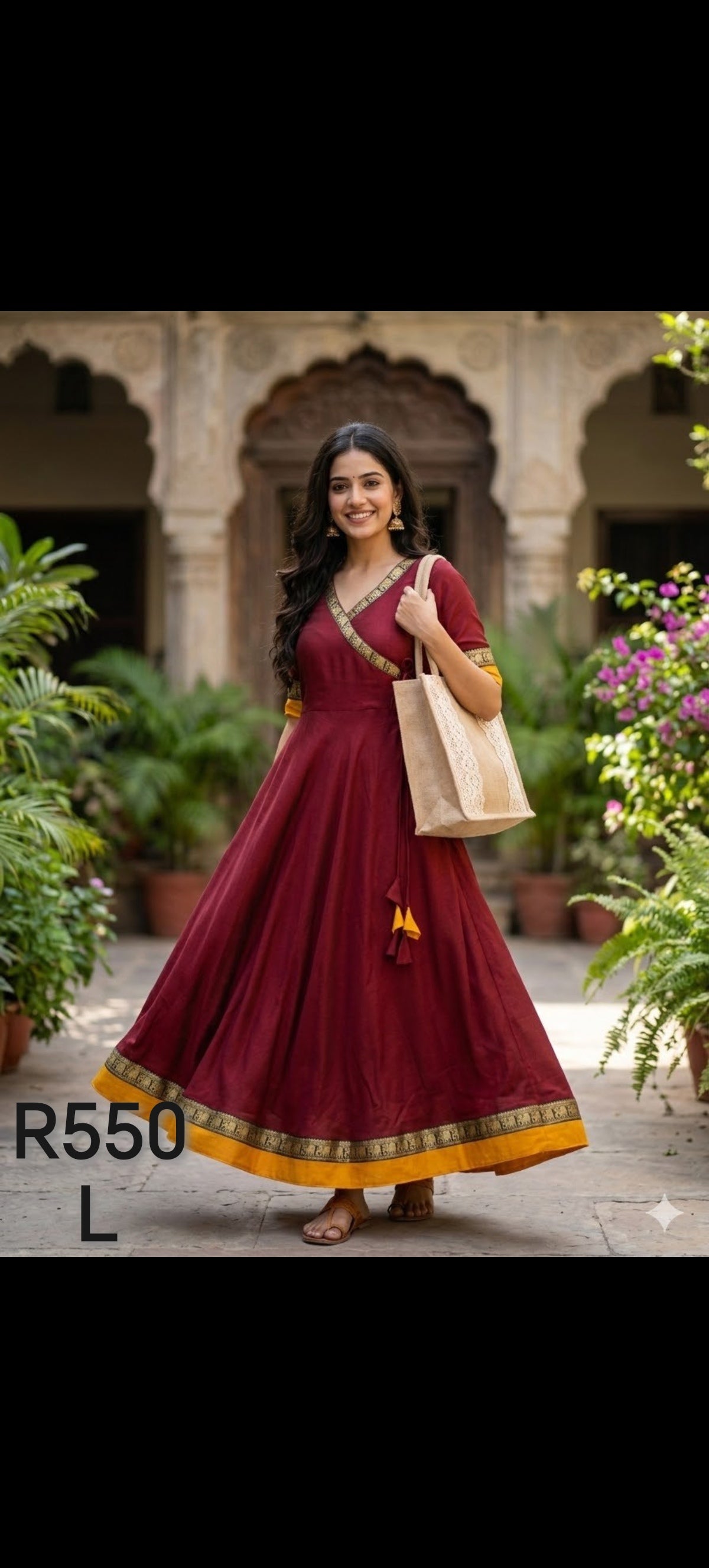 Maroon and orange Anarkali
