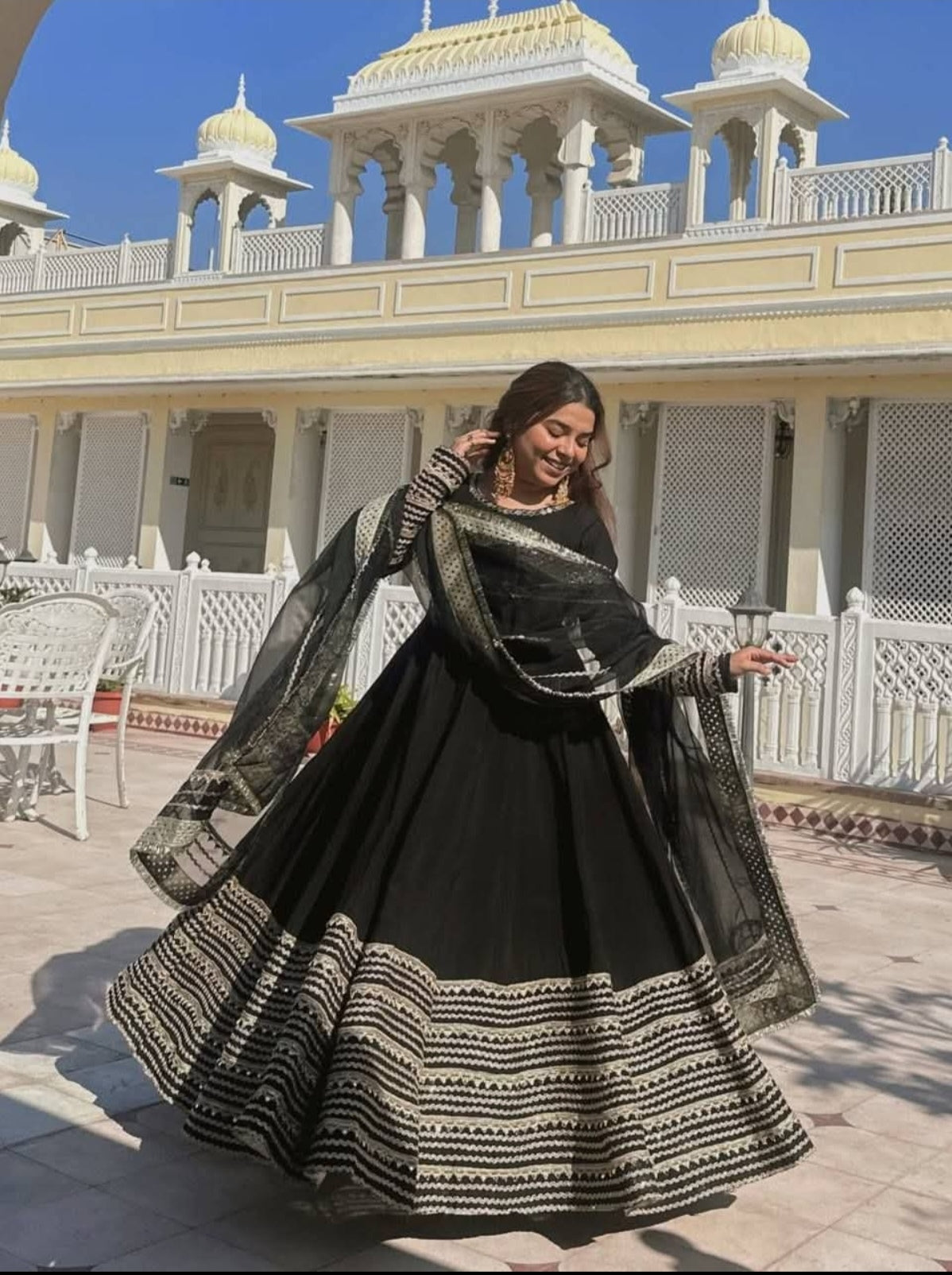 Black and gold Anarkali