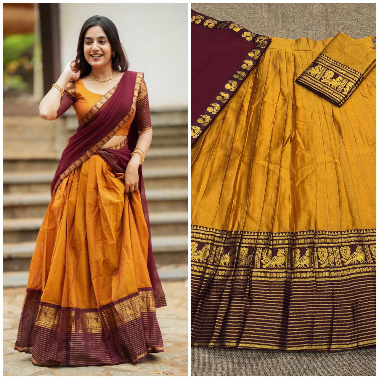 Mustard and maroon lehenga