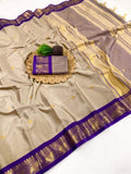 Beige and purple saree