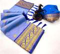 Powder blue silk saree