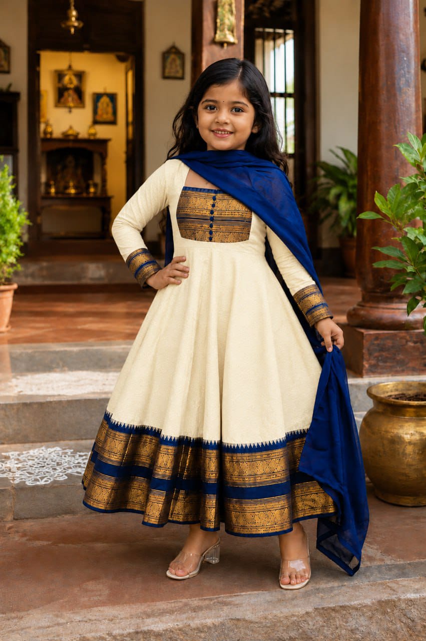 White south Indian inspired anarkali