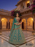 Teal and burgundy lehenga