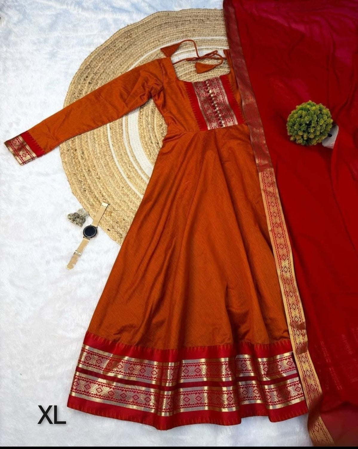 Orange and red anarkali