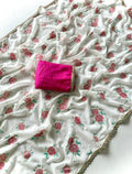 White and pink saree