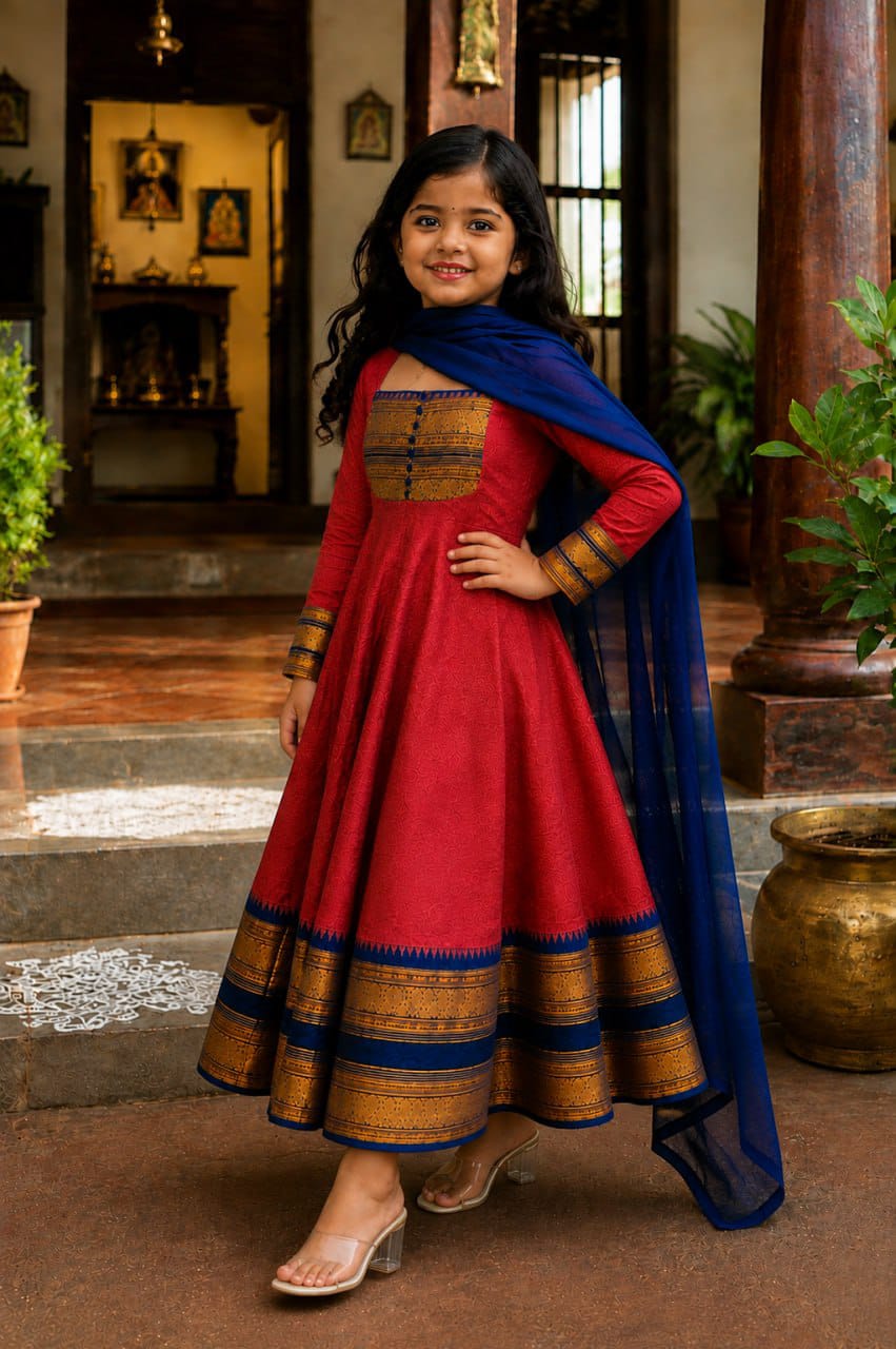Red south Indian inspired Anarkali