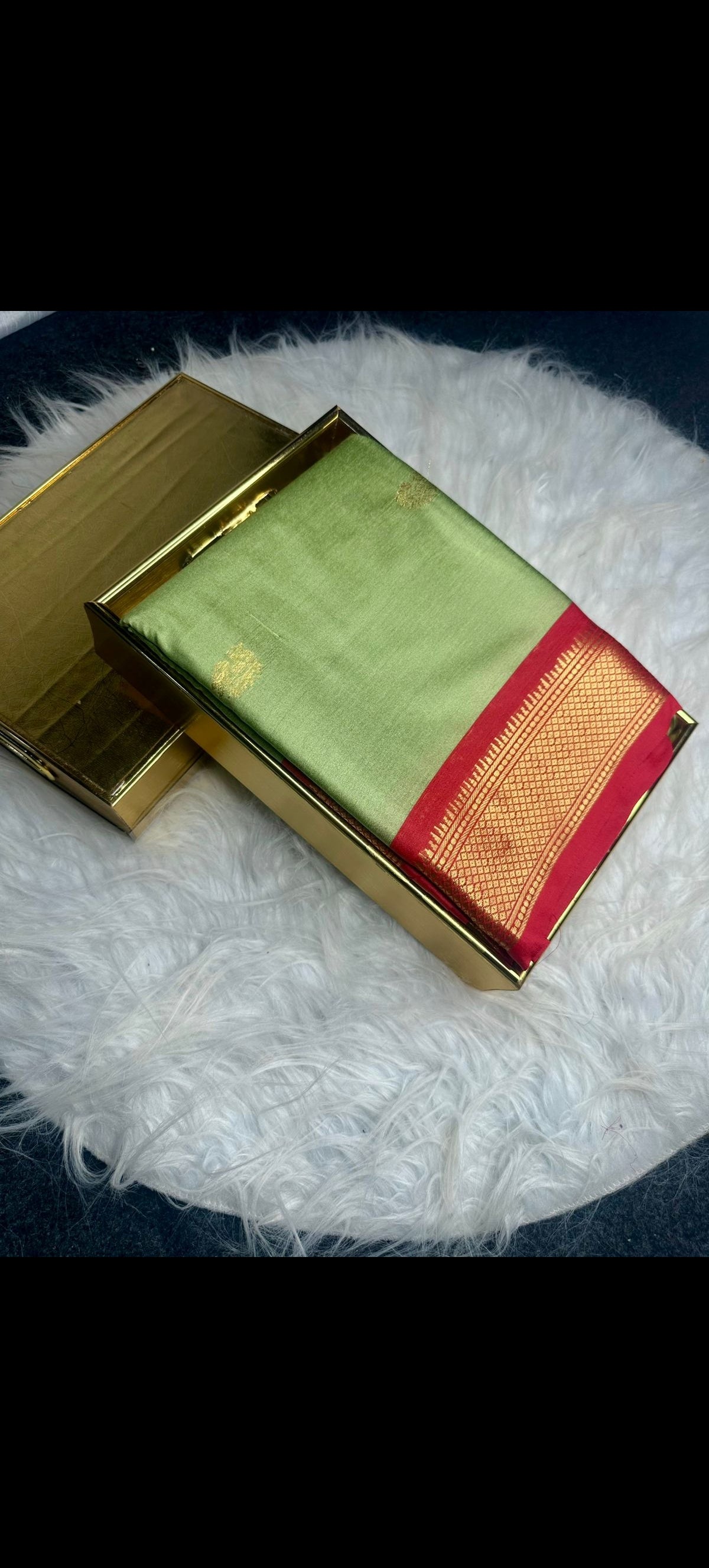 Green and red soft silk sari
