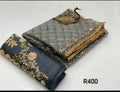 Grey and gold sari