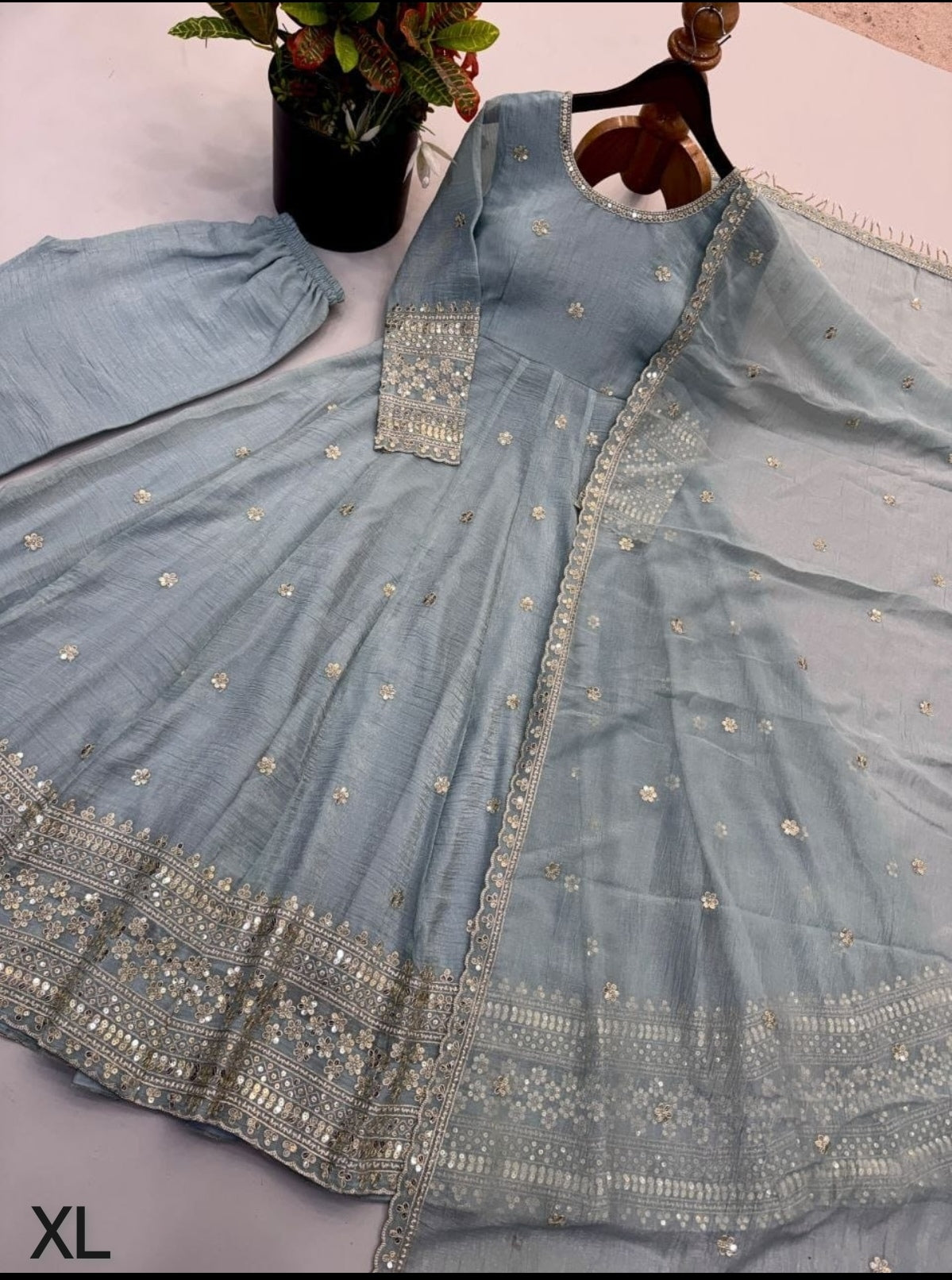 Grey 3pc Anarkali