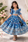 Blue floral lehenga