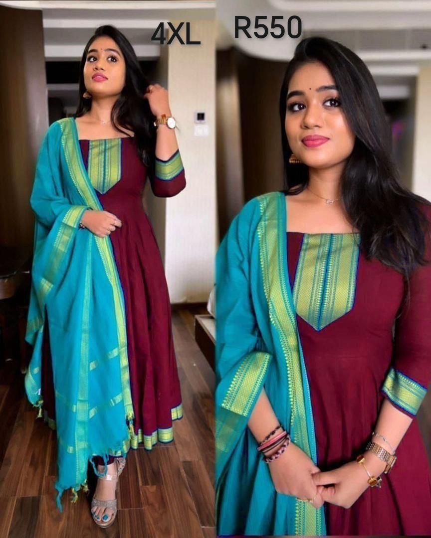 Maroon and blue plus size Anarkali