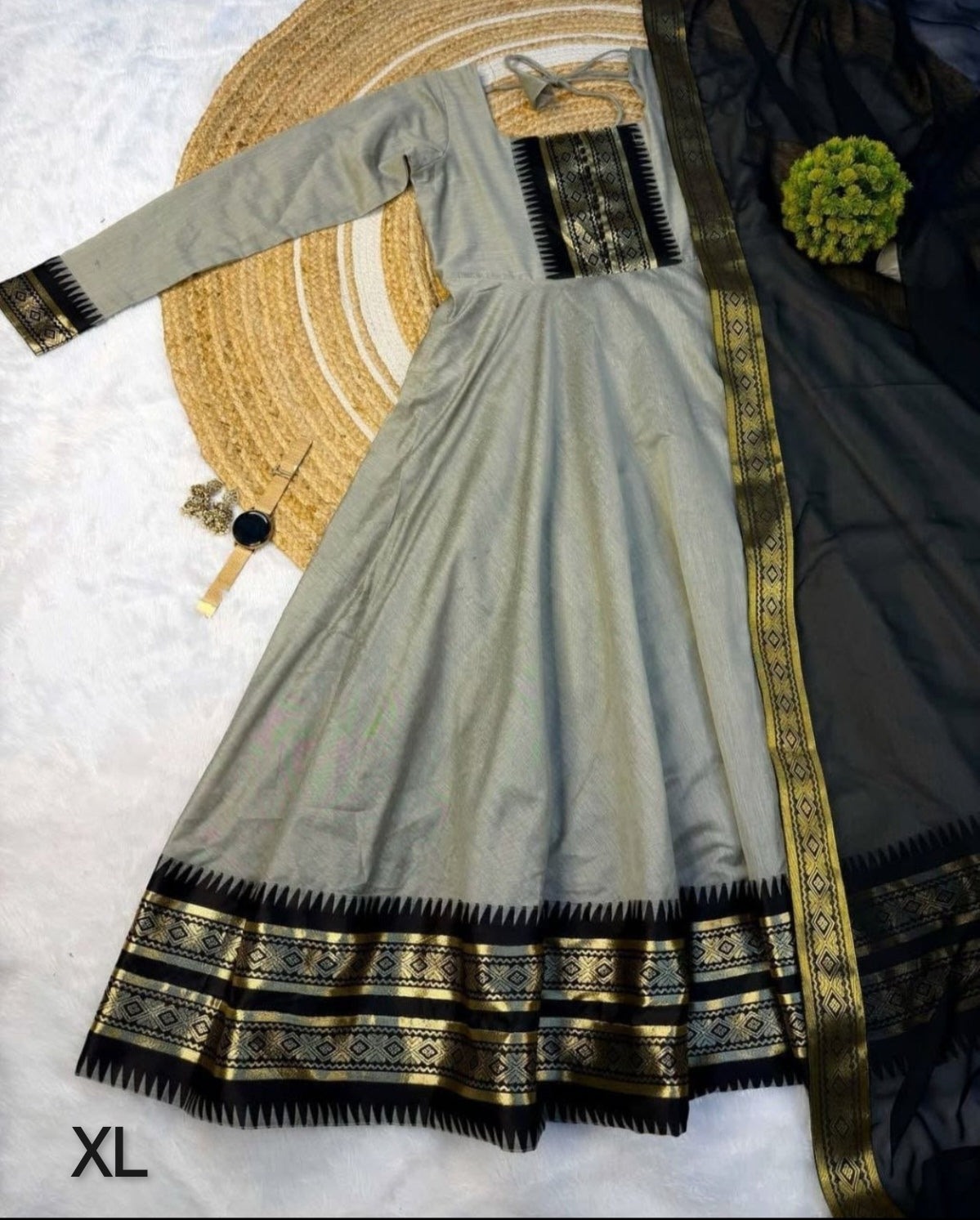 Grey and black anarkali