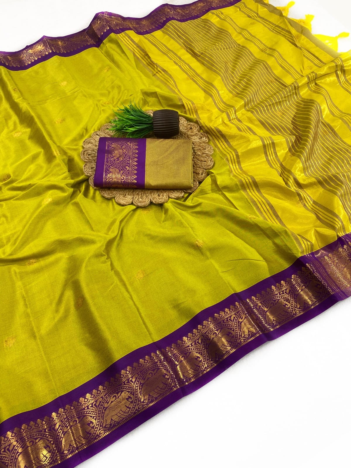 Yellow and purple saree