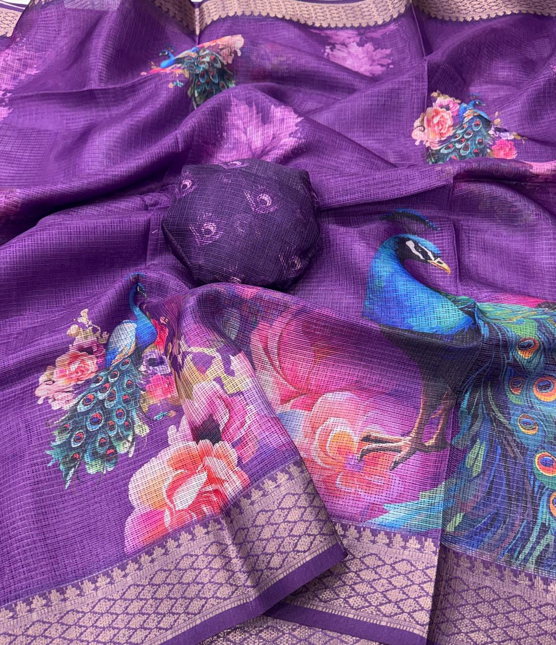 Purple peacock saree