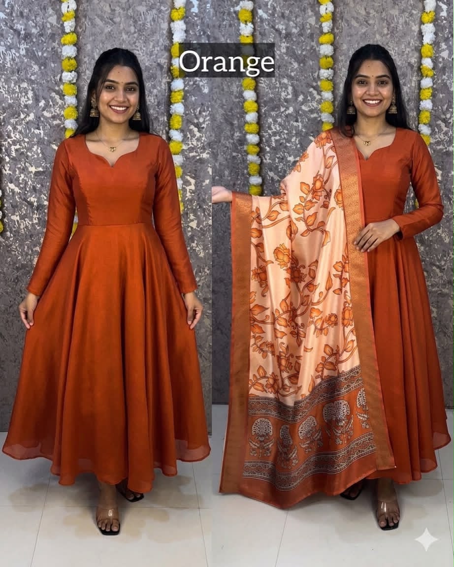 Orange plus size Anarkali