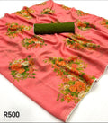 Peach and green sari