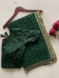 Bottle green and gold sari