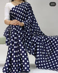 Navy and white Polka dot saree