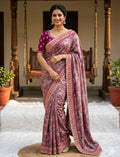Pink and grey saree