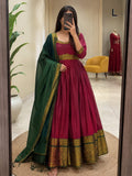 maroon south Indian inspired anarkali