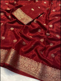 Red and gold Rangoli Silk sari