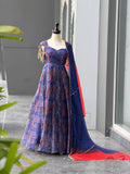 Blue and red anarkali