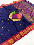 Navy and pink saree
