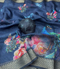 Navy peacock saree