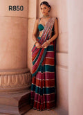 Pink red and green sari
