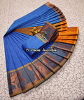 Blue and mustard saree