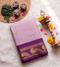 Pale pink and kumkum silk saree