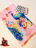Pink peacock saree