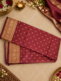 Maroon and gold saree