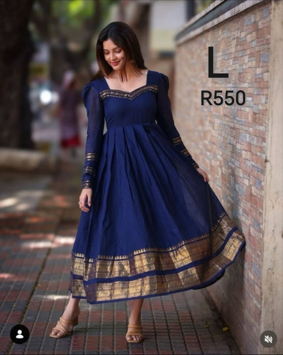 Navy and gold anarkali